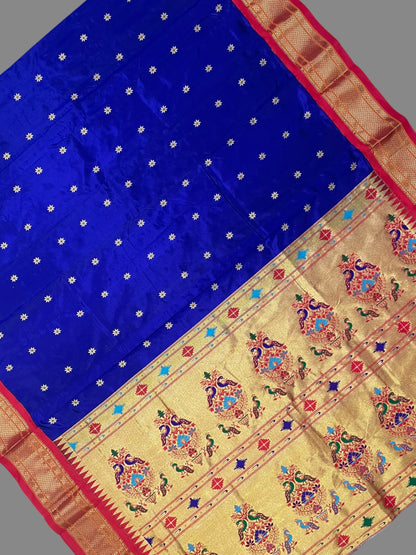 Paithani Dark Blue Pure Silk Saree