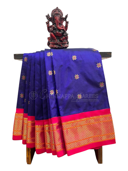 Paithani Royal Blue Pure Silk Saree