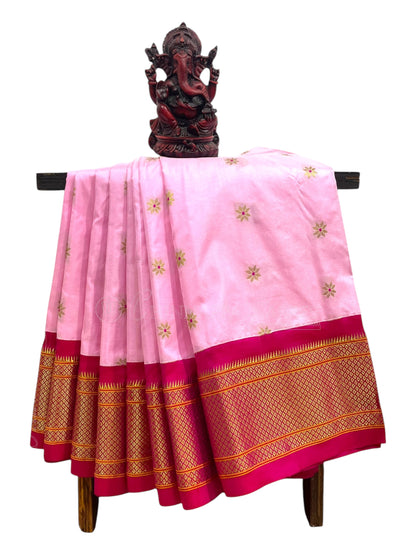 Paithani Light Pink Pure Silk Saree