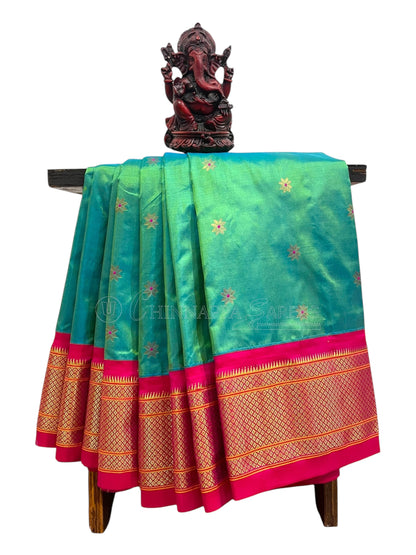 Paithani Sea Green Pure Silk Saree