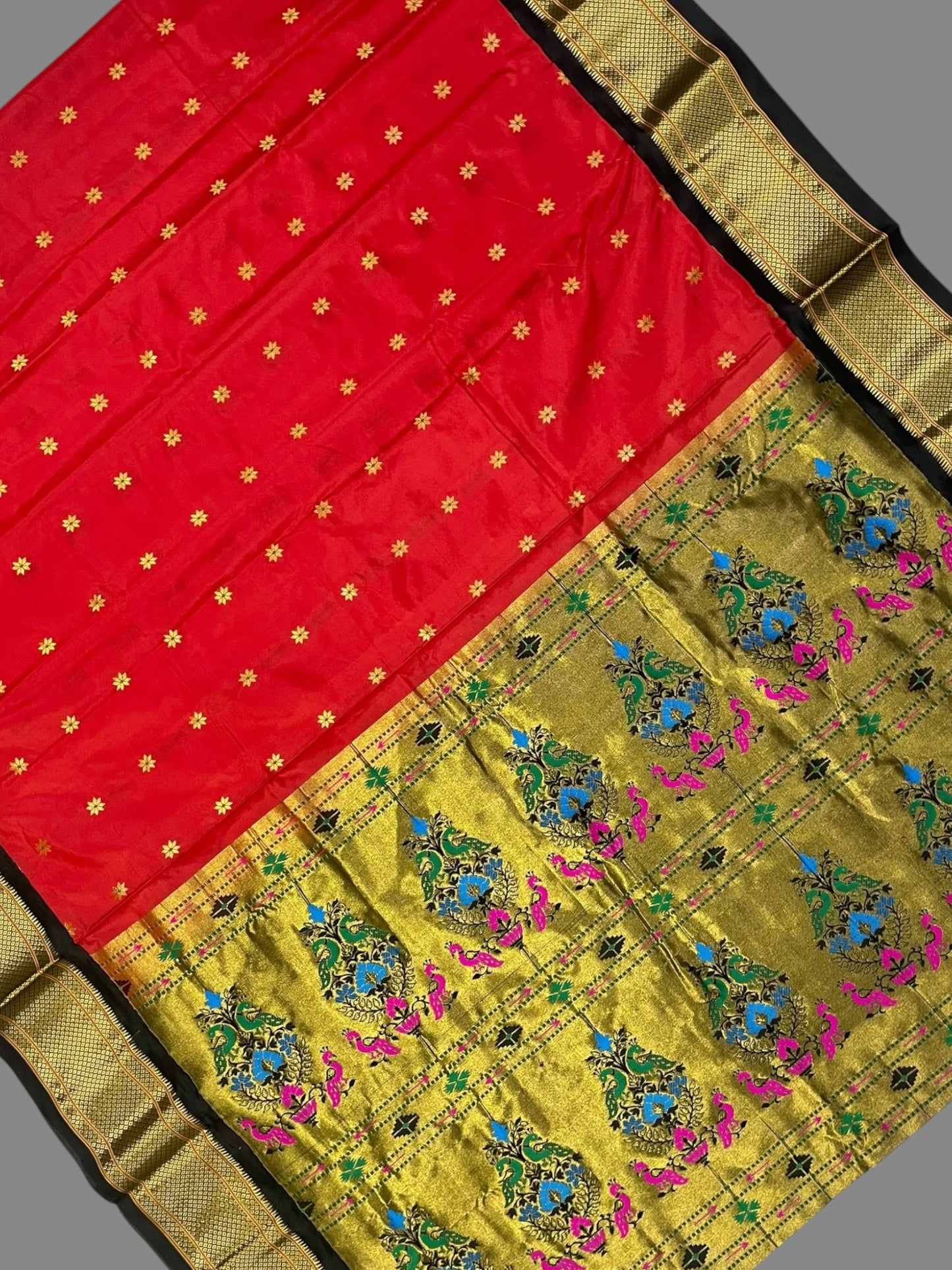 Paithani Classy Red Pure Silk Saree