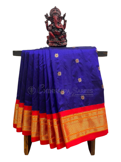 Paithani Dark Blue Pure Silk Saree