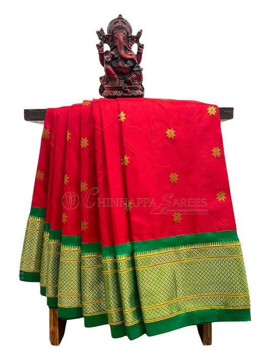 Paithani Dark Red Pure Silk Saree