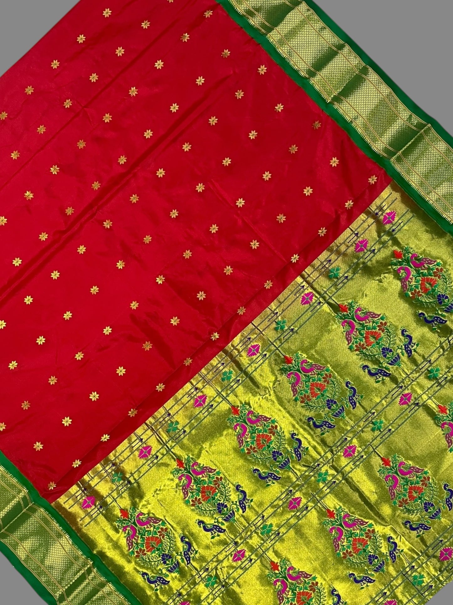 Paithani Dark Red Pure Silk Saree