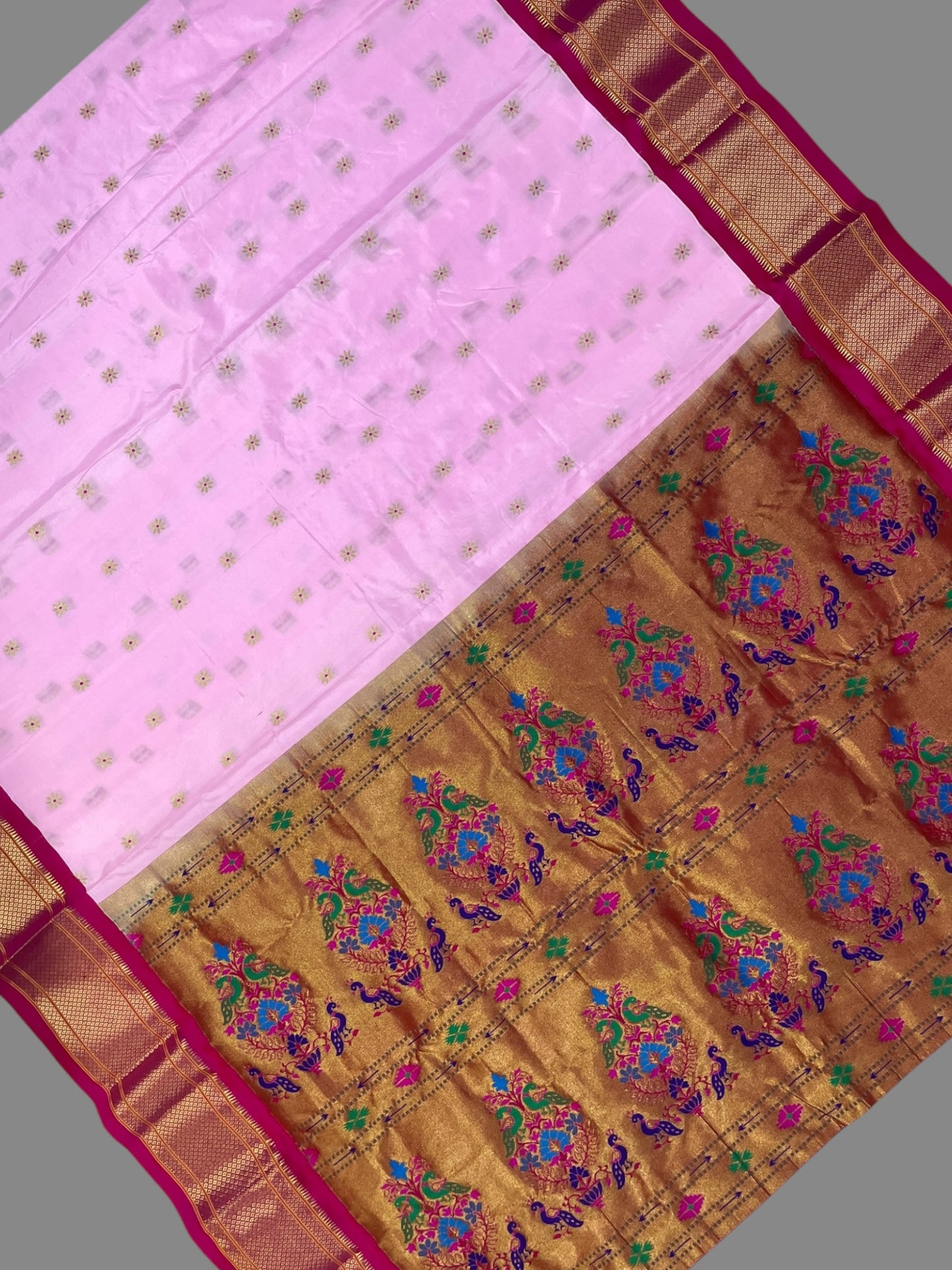 Paithani Light Pink Pure Silk Saree