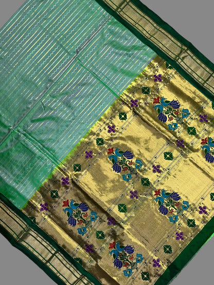 Pure Paithani Persian Green Silk Saree