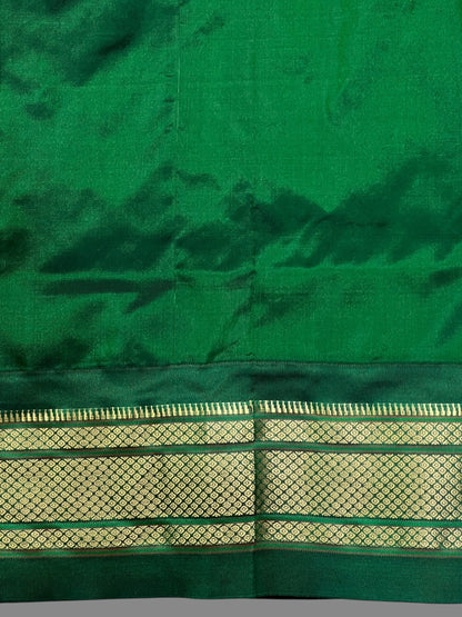 Pure Paithani Emerald Green Silk Saree