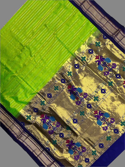 Pure Paithani Light Green Silk Saree