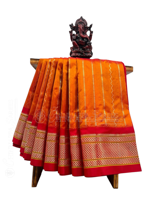 Pure Paithani Orange Silk Saree