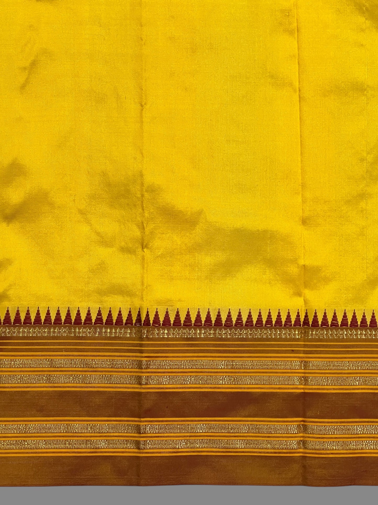 Narayanpet Plain Mustard Yellow Pure Silk Saree