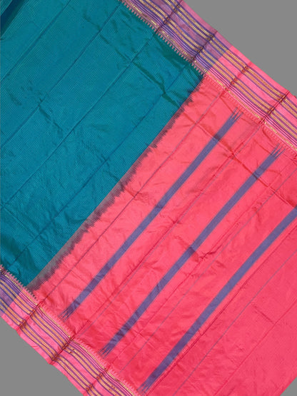 Narayanpet checks Rama Blue Pure Silk Saree