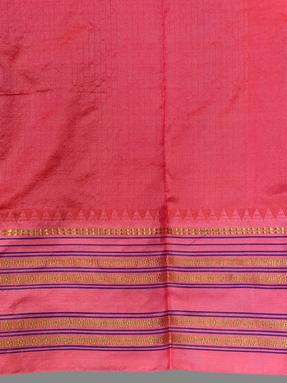 Narayanpet checks Brown Pure Silk Saree