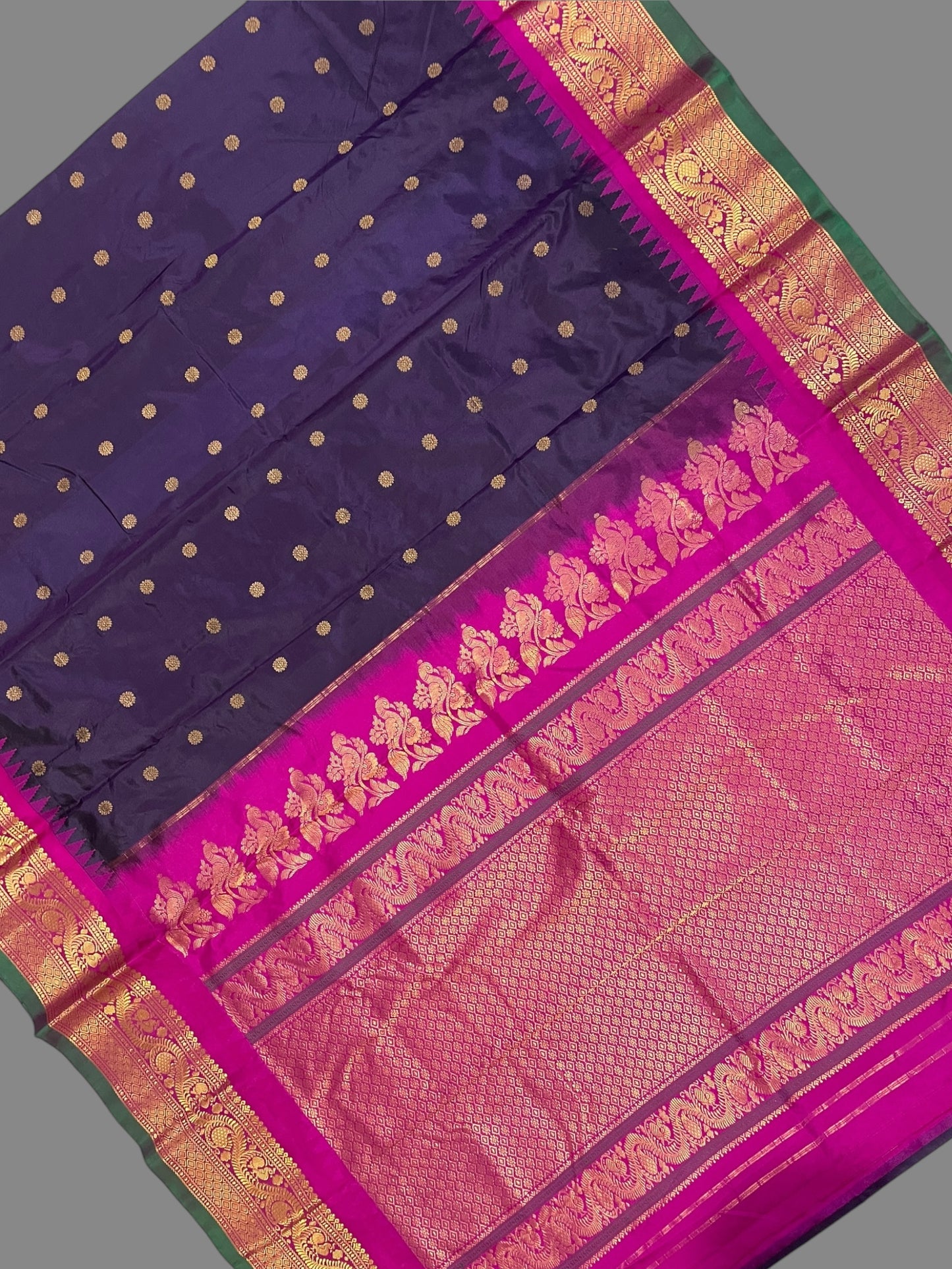 Shilpi  Border Dark Purple Pure Silk Saree