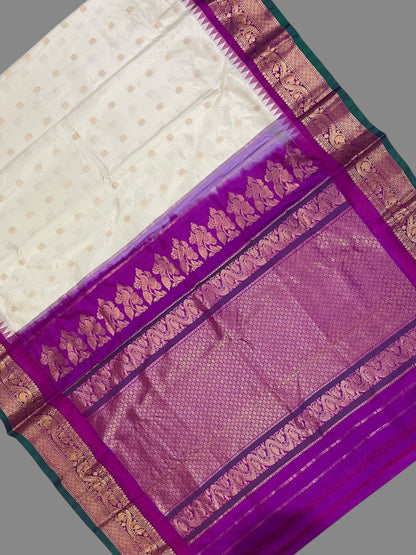 Shilpi Border Half White Pure Silk Saree