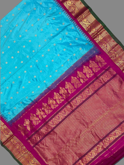 Shilpi Border Blue 1 Pure Silk Saree