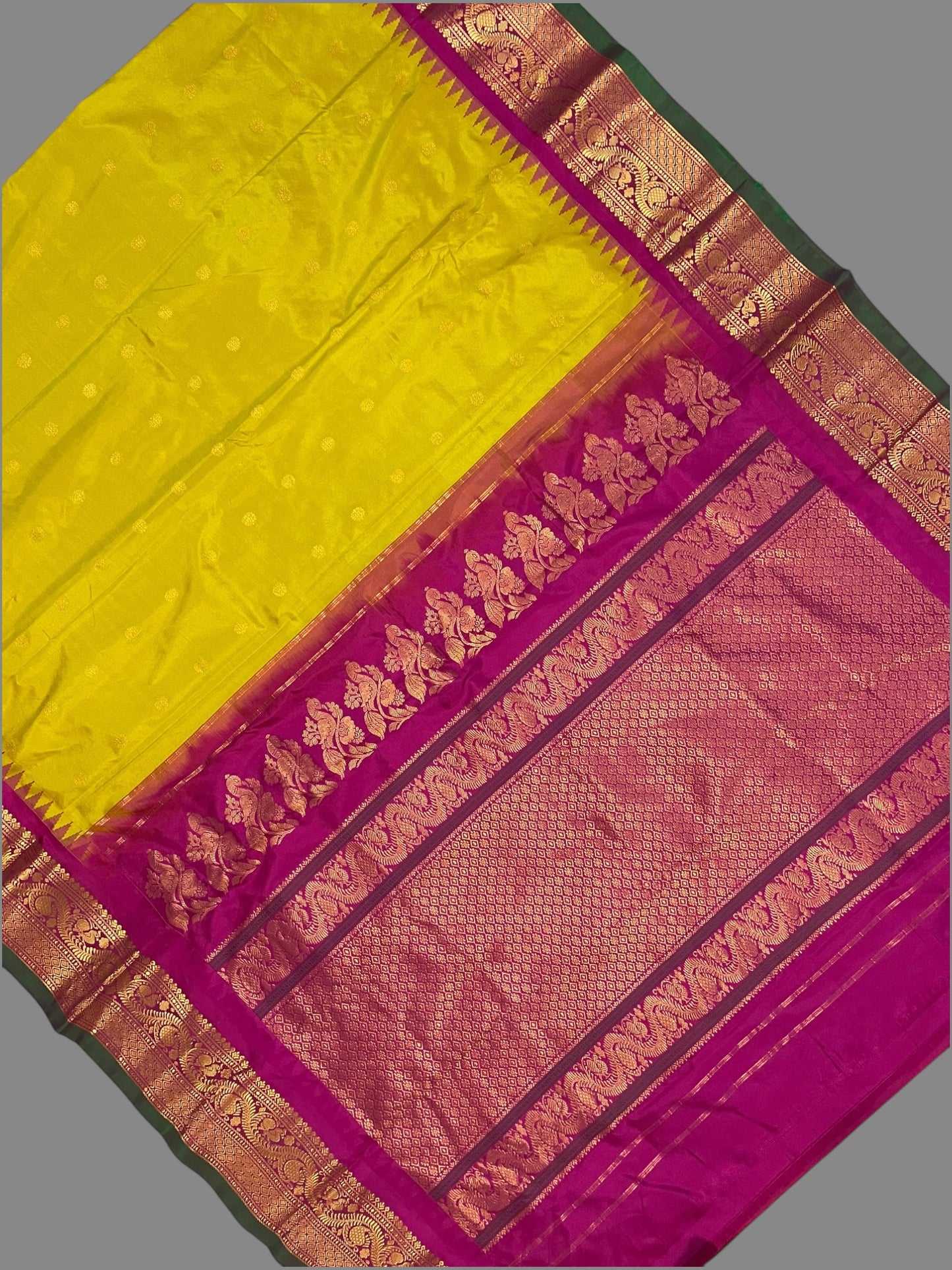 Shilpi  Border Lime Yellow Pure Silk Saree