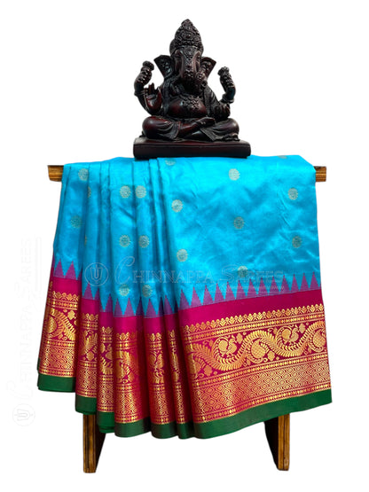 Shilpi Border Blue 1 Pure Silk Saree