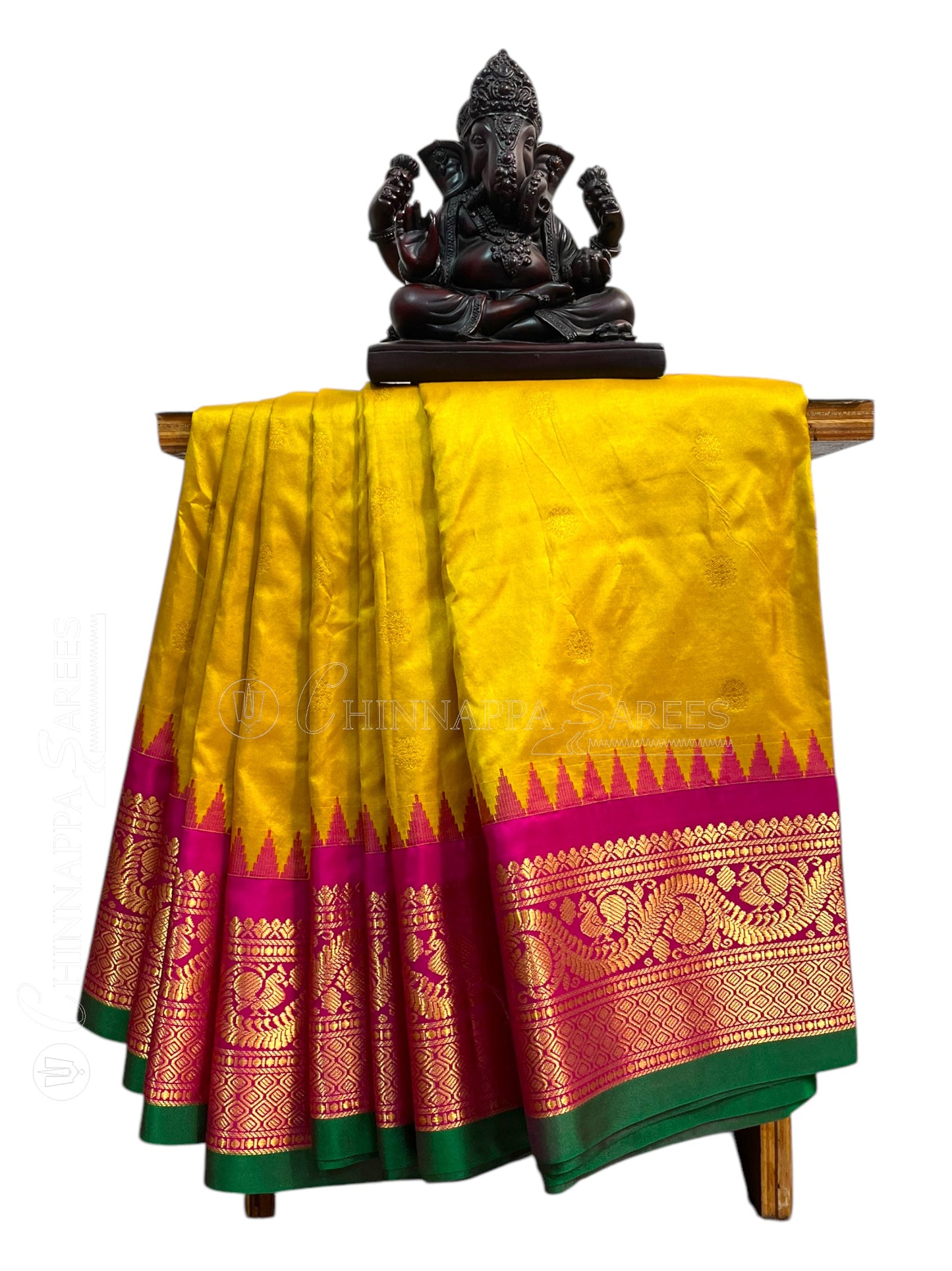 Shilpi Border Golden Yellow Pure Silk Saree