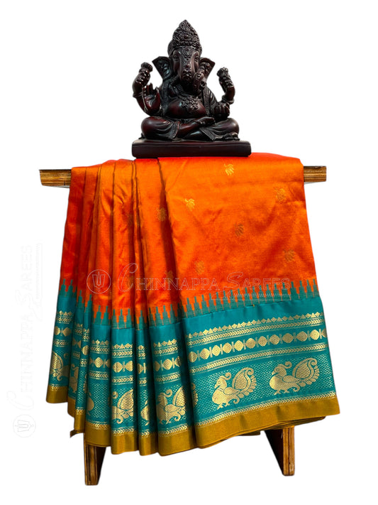 Mahalaxmi Border Dark Kanakambaram Pure Silk Saree