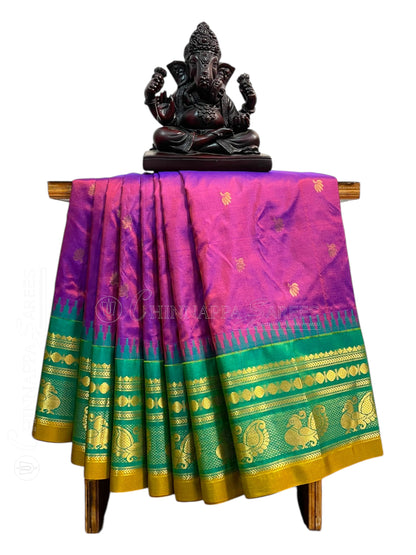 Mahalaxmi Border Magenta Pure Silk Saree