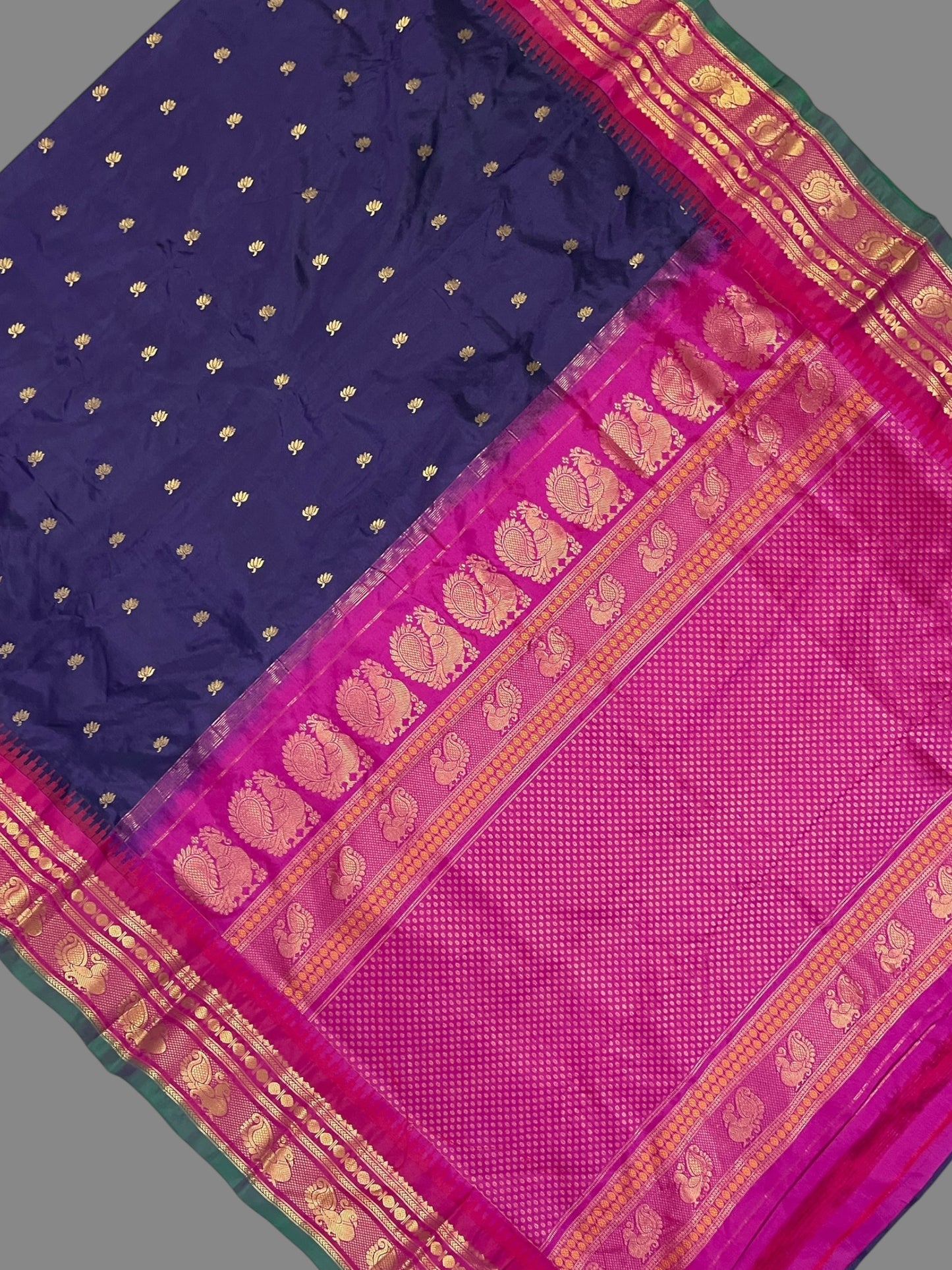 Mahalaxmi Border Brinjal  Pure Silk Saree