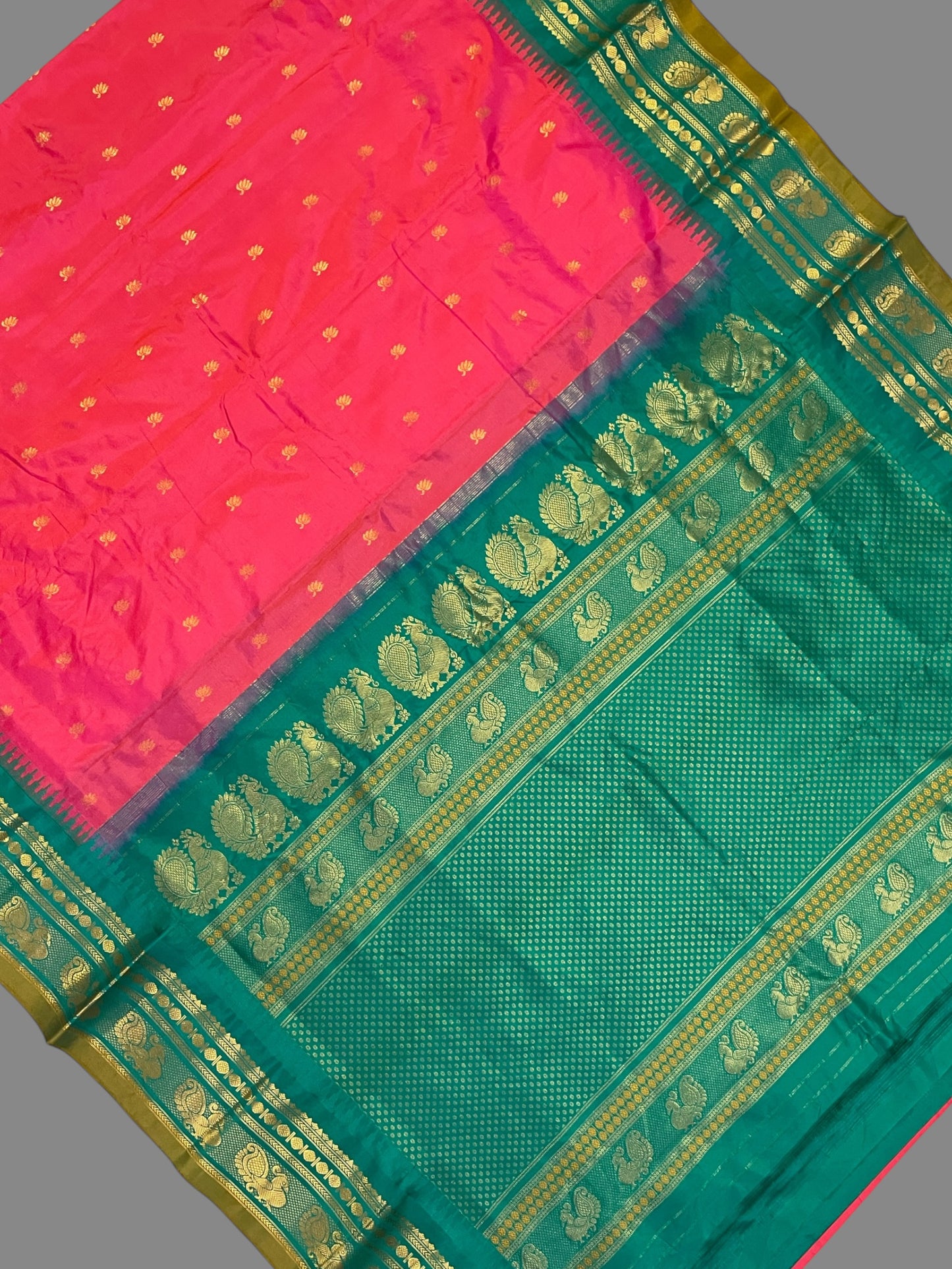 Mahalaxmi Border Tomato Pink Pure Silk Saree