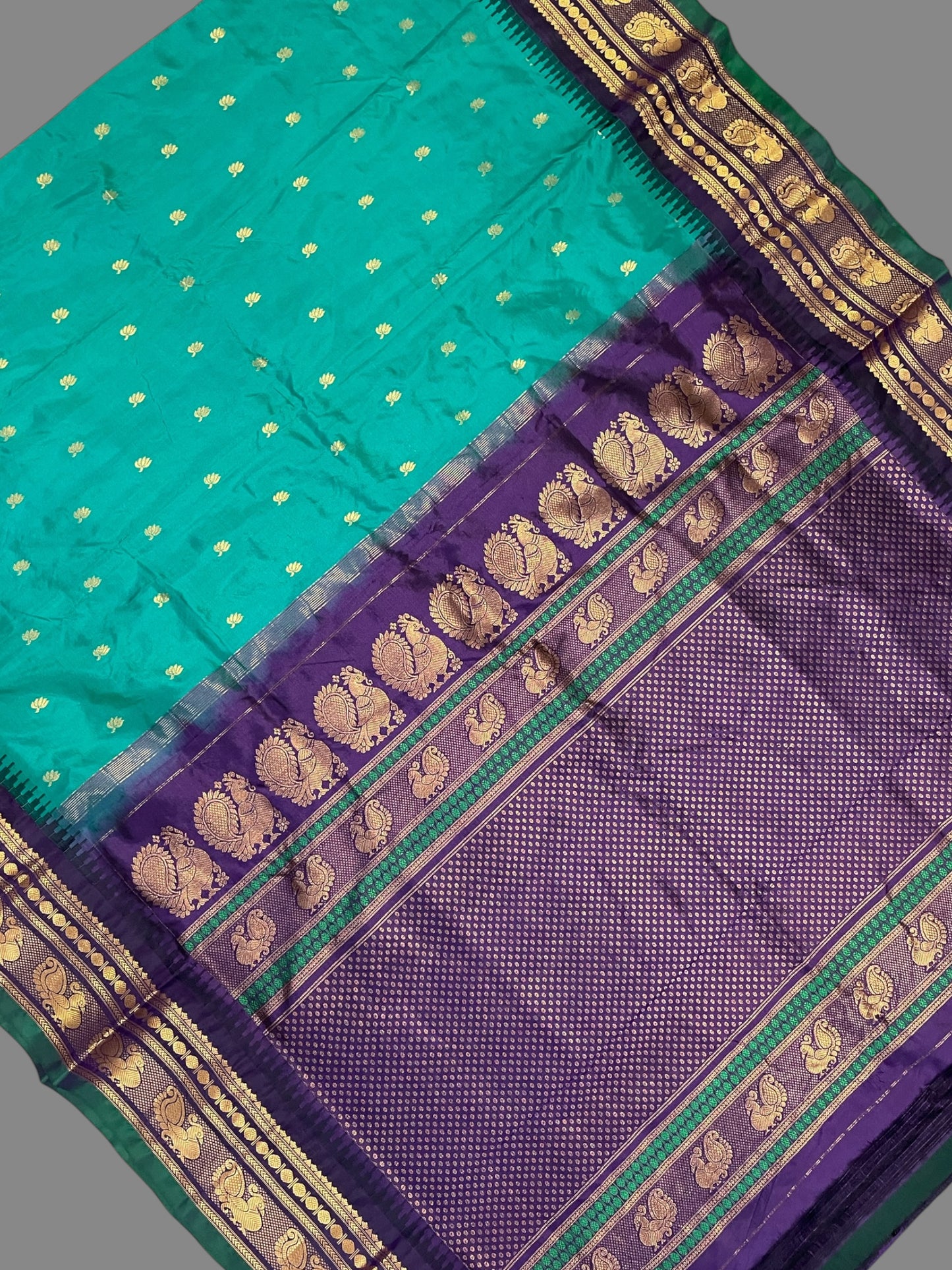 Mahalaxmi Border Teal Green Pure Silk Saree