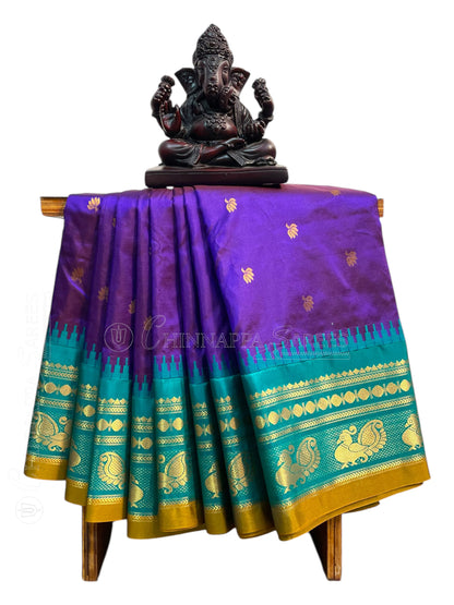 Mahalaxmi Border Violet 1 Pure Silk Saree