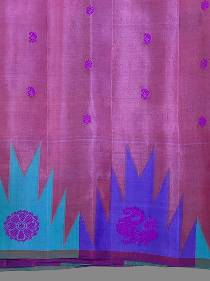 Kanchi Big Temple Border Light Lavender Pure Silk Saree