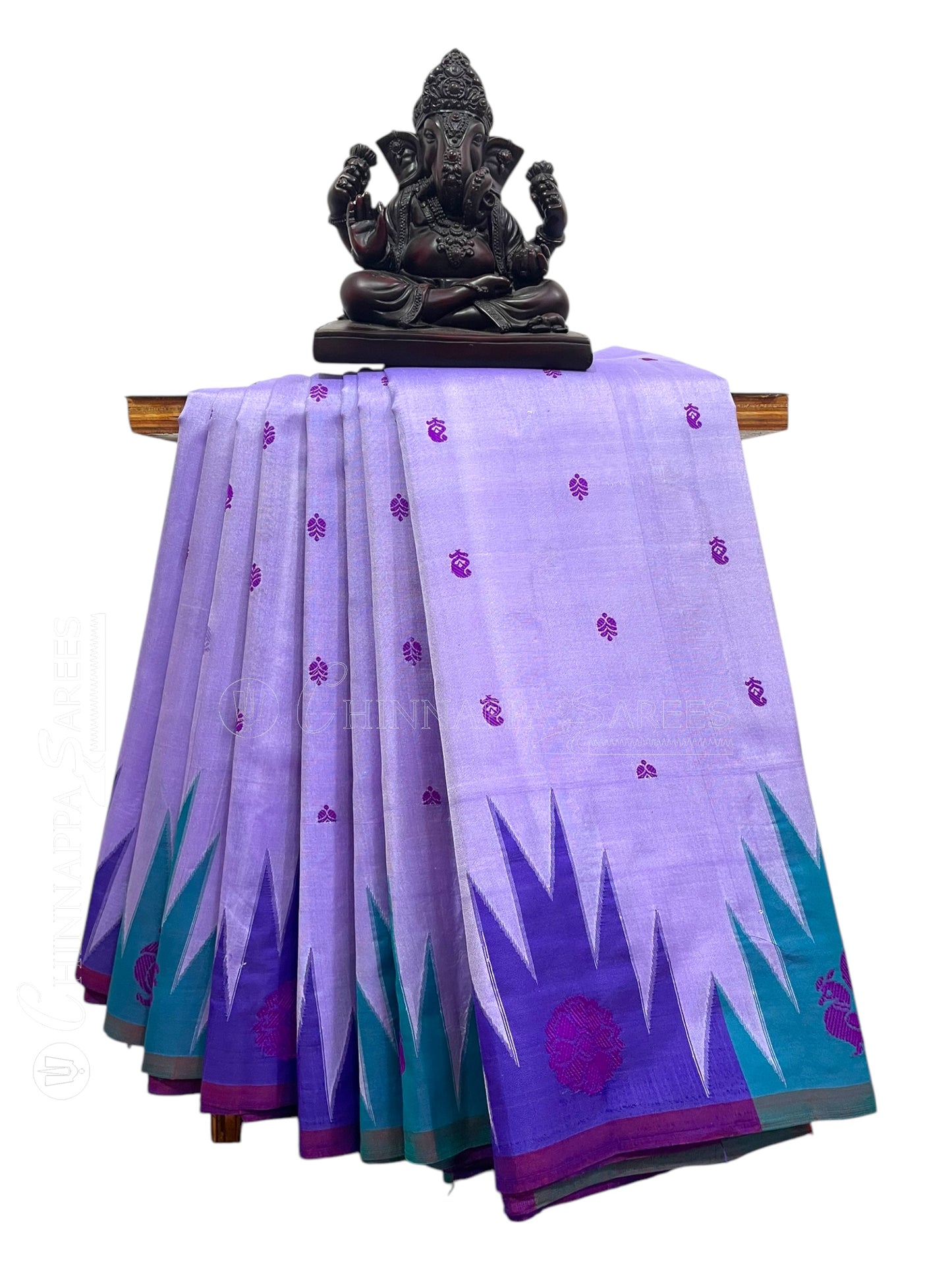 Kanchi Big Temple Border Light Lavender Pure Silk Saree