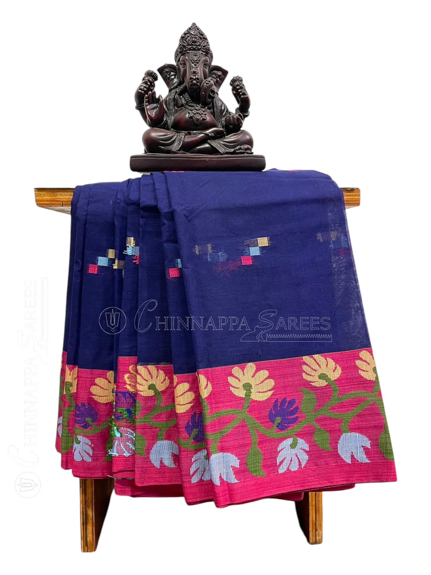 Bengali Dark Blue Cotton Sarees