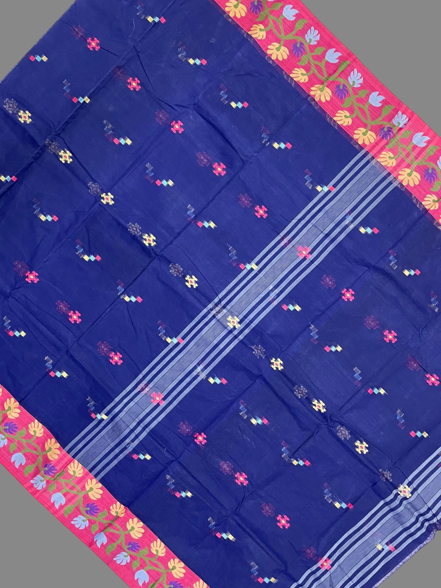 Bengali Dark Blue Cotton Sarees