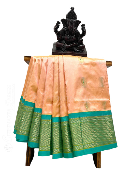 Kala Paithani Light Peach Pure Silk Saree