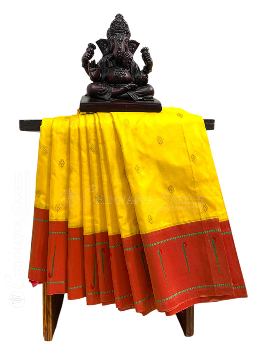 Pure Paithani Yellow Silk Saree
