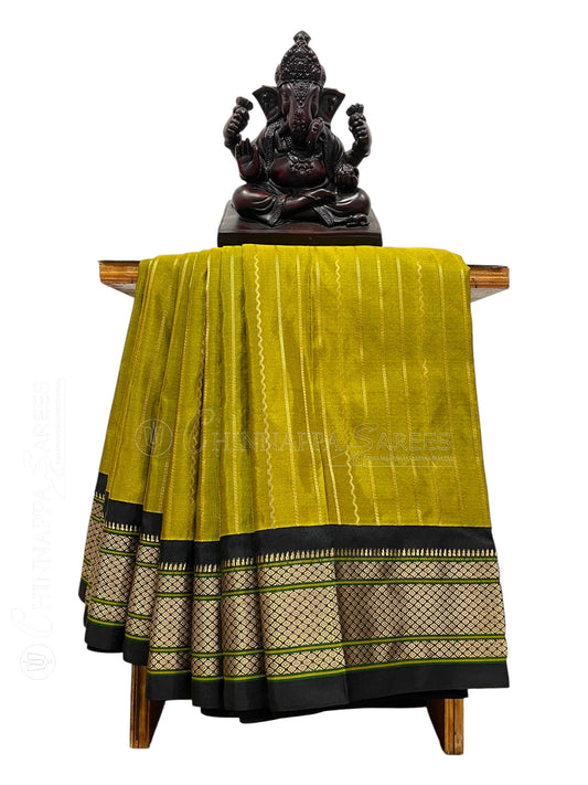 Pure Paithani Dull Green Silk Saree