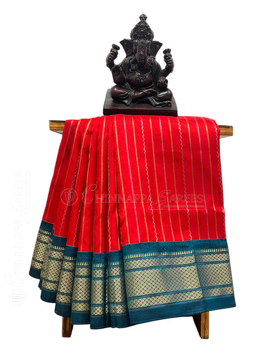 Pure Paithani Red Silk Saree