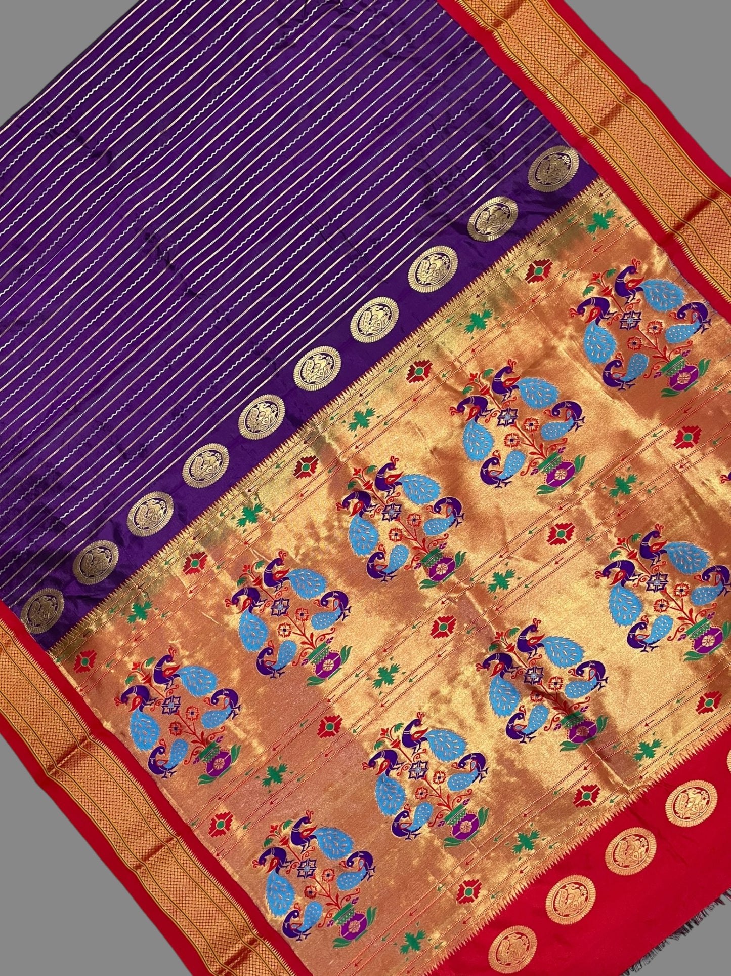 Pure Paithani Dark Purple Silk Saree