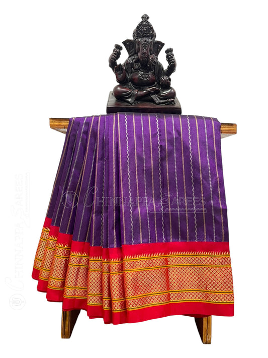 Pure Paithani Dark Purple Silk Saree