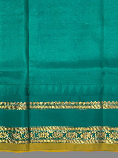 Gap Border Checks Dark Violet Pure Silk Saree