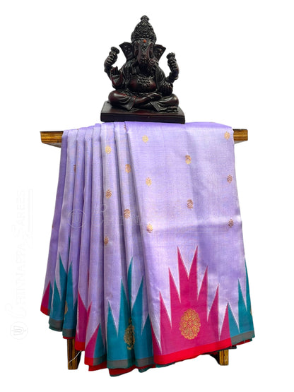 Kanchi Big Temple Border Lavender Pure Silk Saree