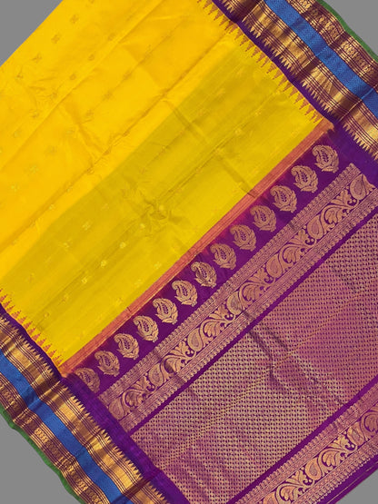 Venkat Giri Checks Yellow Pure Silk Saree