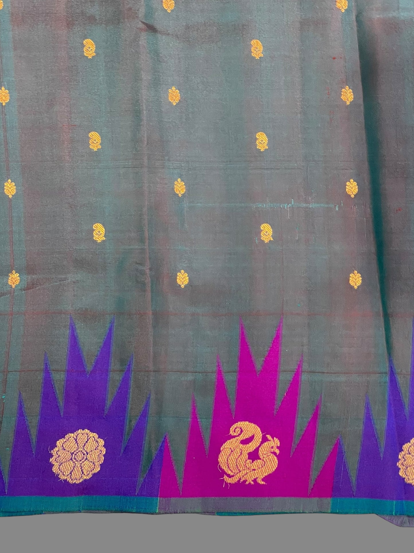 Kanchi Big Temple Border Black 1 Pure Silk Saree