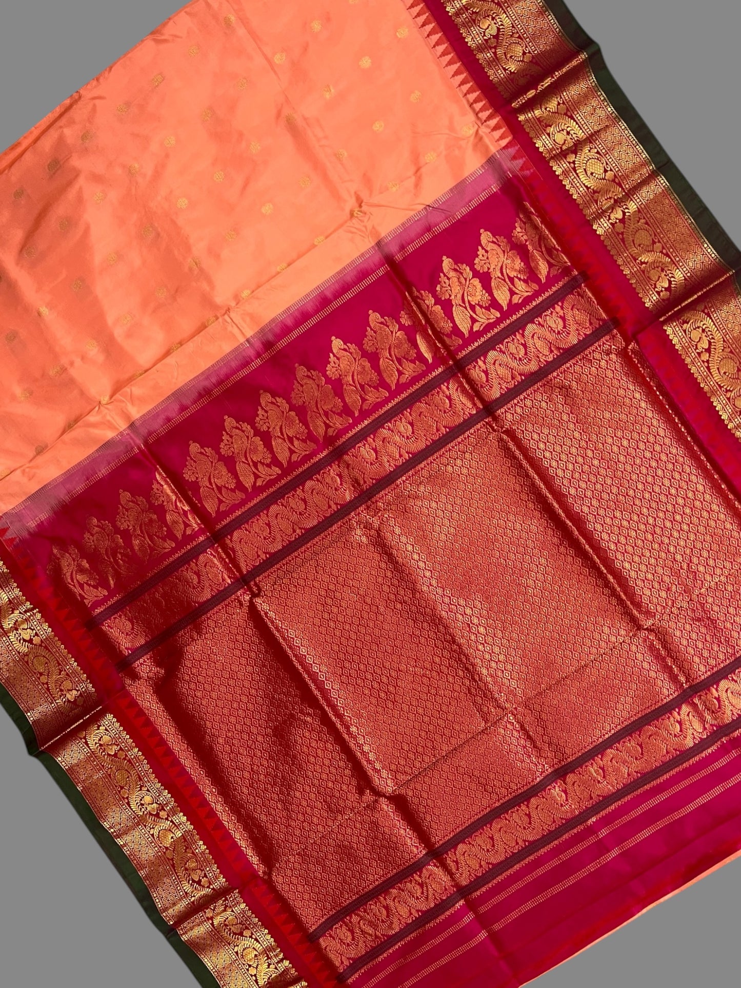 Shilpi Border Light Peach Pure Silk Saree