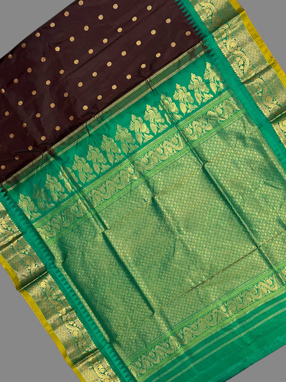 Shilpi Border Brown Pure Silk Saree