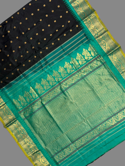 Shilpi Border Black Pure Silk Saree