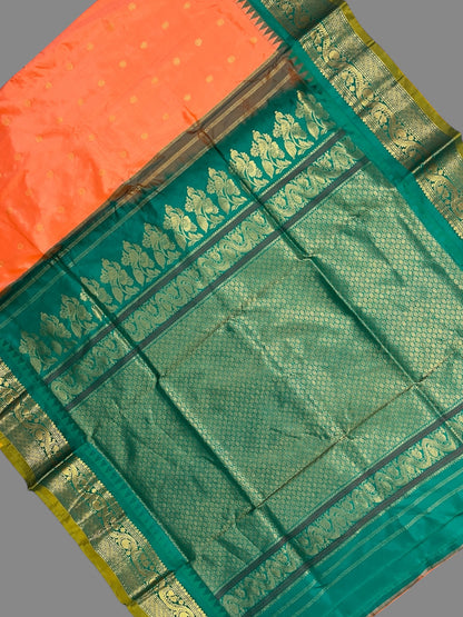 Shilpi Border Orange Pure Silk Saree