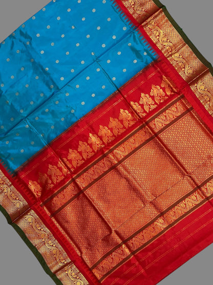 Shilpi  Border Blue Pure Silk Saree