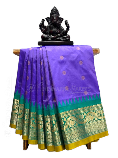 Shilpi  Border Violet Pure Silk Saree