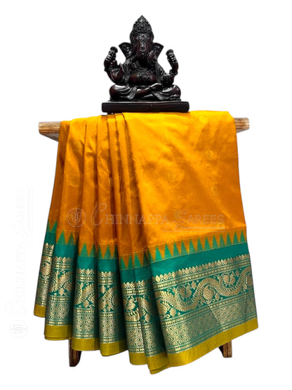 Shilpi Border Golden Yellow Pure Silk Saree