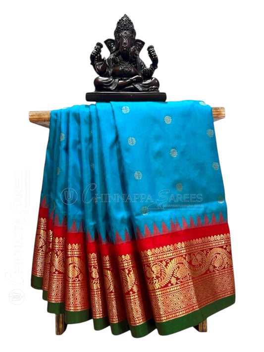 Shilpi  Border Blue Pure Silk Saree